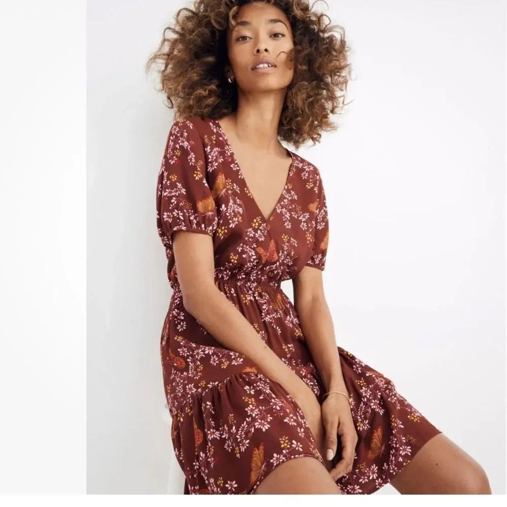 Madewell Burgundy Floral Mini Dress size 00